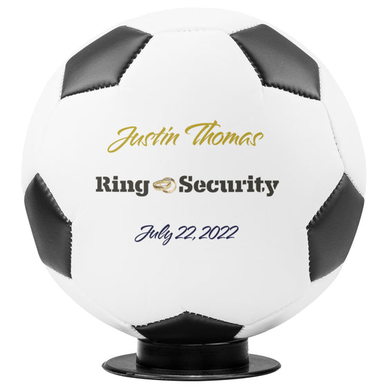 Custom Ring Security Mini-Size Soccer Ball-Wedding Party Ring Bearer-Gold Rings