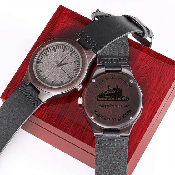Father's Day Gift From Wife - Engraved Message Watch - Trucker Husband