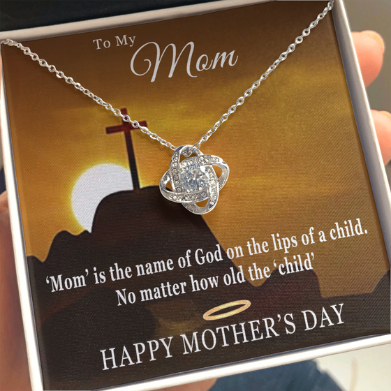 Mother's Day Gift-Lips of a Child Halo Cross-Love Knot Necklace