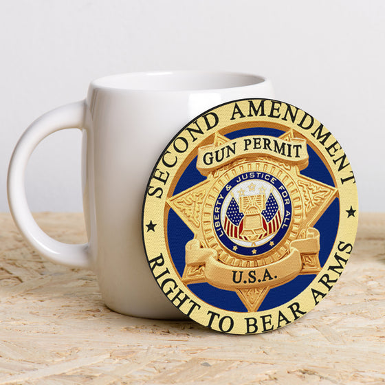 2nd Amendment 2A-Gun Permit Badge-Coasters