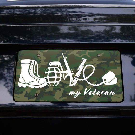 Love My Veteran-Camo-License Plate