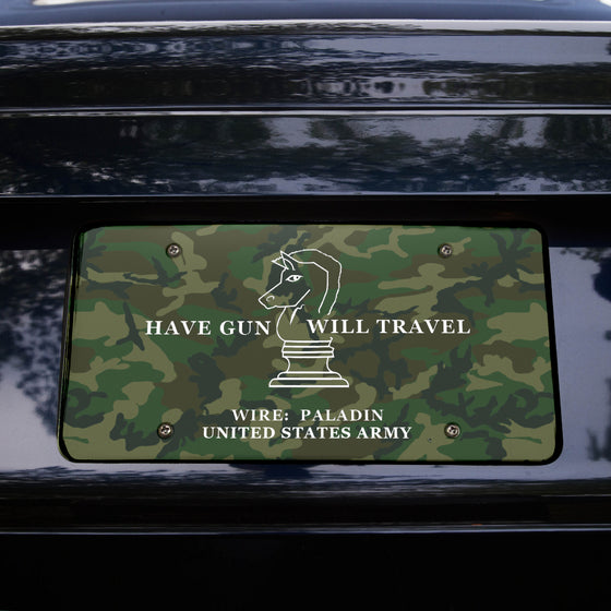 Have Gun Will Travel-Army-Camouflage-License Plate