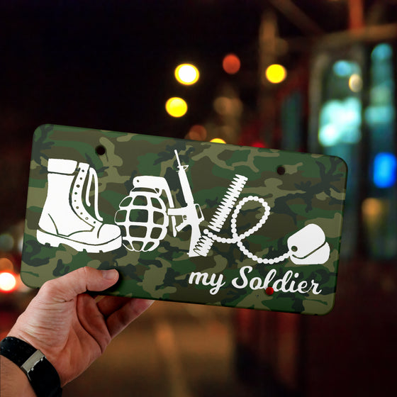 Love My Soldier-Camouflage-License Plate